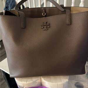 Tory Burch Smoke Brown Leather Tote